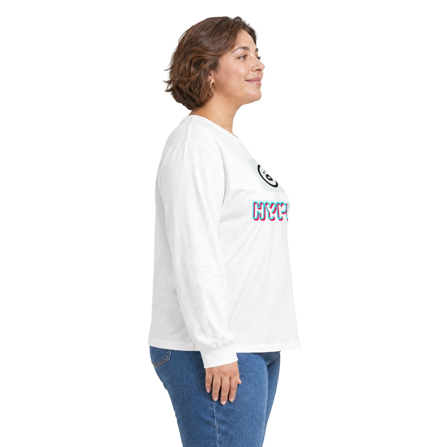 Big Dog Pug Graphic Long Sleeve Tee — Cute Dog Face Crewneck