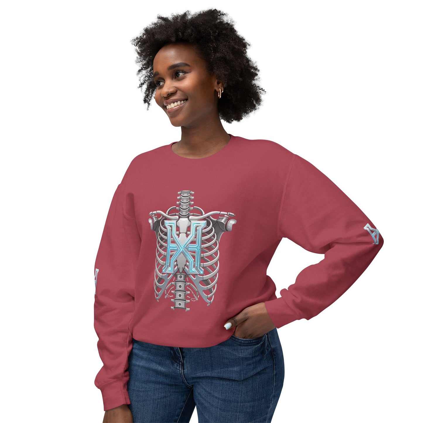 Hypug Xenon Cyber X Ribcage Crewneck Sweatshirt — Futuristic Robotic Hand Graphic