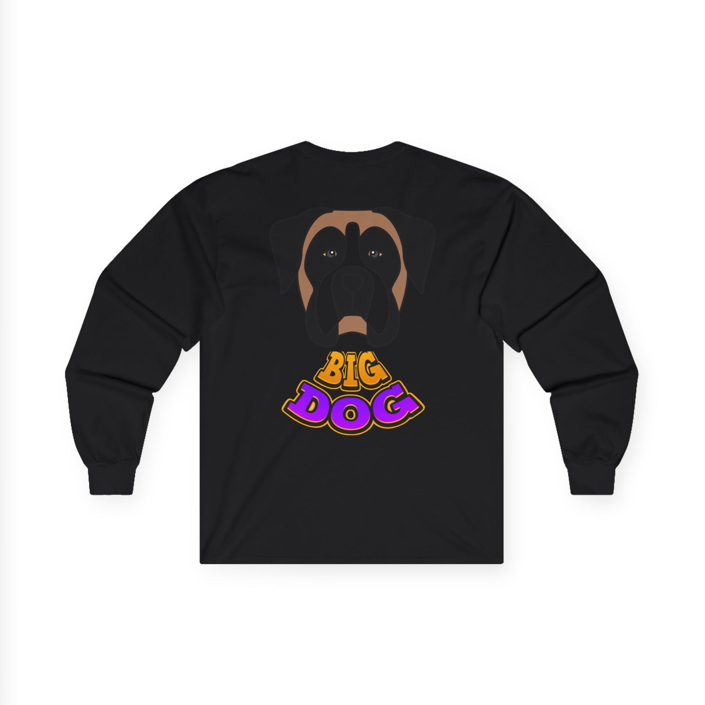 Big Dog Pug Graphic Long Sleeve Tee — Cute Dog Face Crewneck