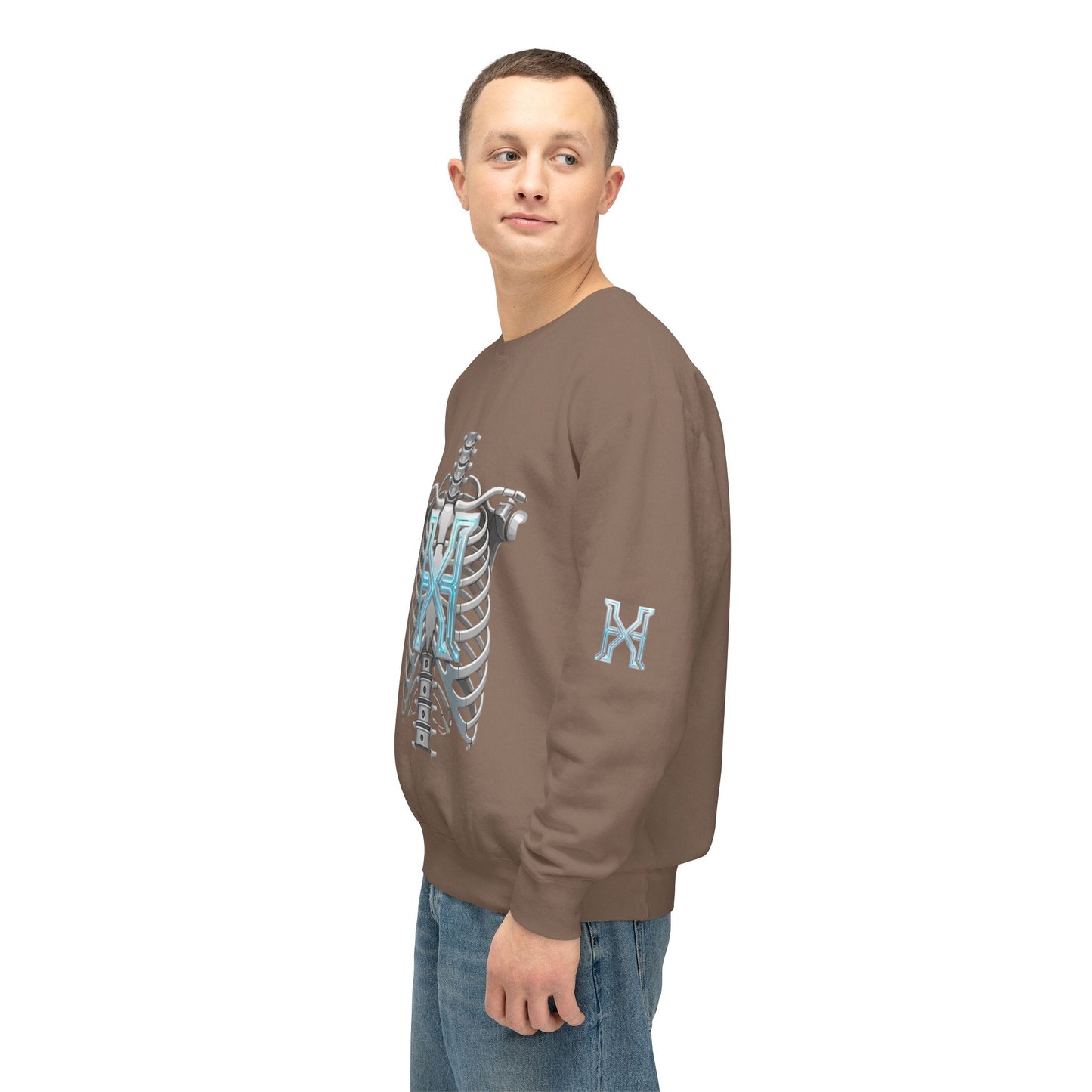 Hypug Xenon Cyber X Ribcage Crewneck Sweatshirt — Futuristic Robotic Hand Graphic