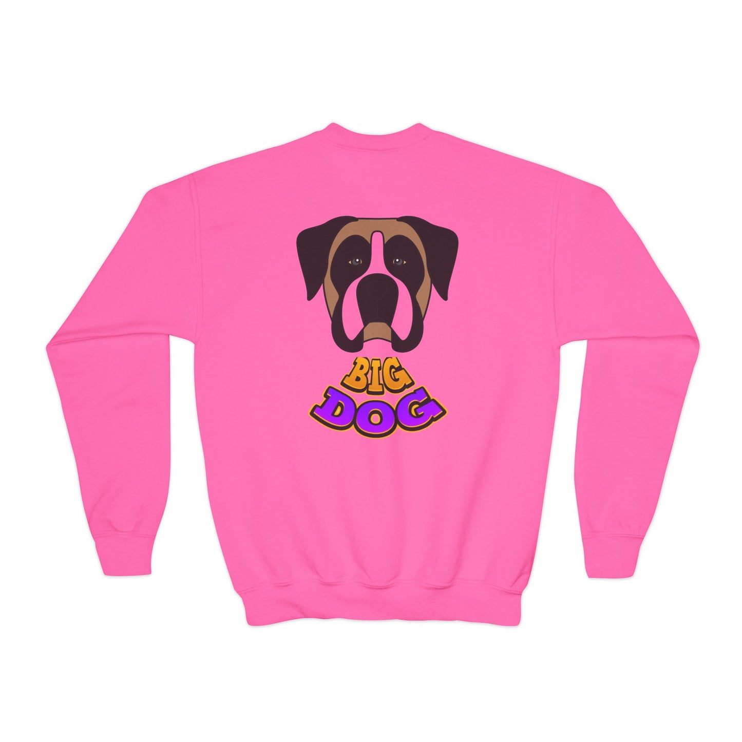 Big Dog Youth Crewneck Sweatshirt — Cute Cartoon Dog Graphic