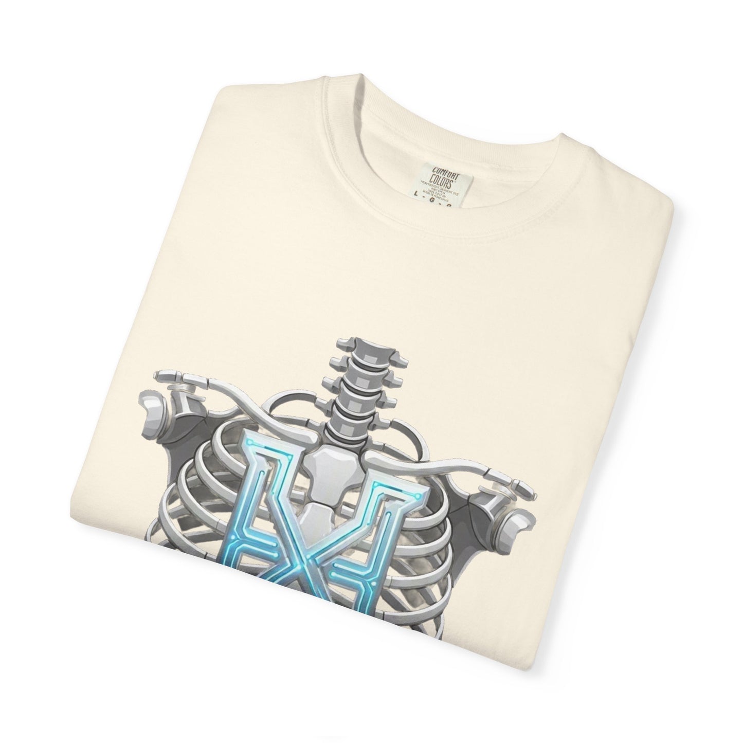 Hypug Xenon Skeleton Ribcage & Robotic X T-Shirt — Futuristic Tech Anatomy Tee