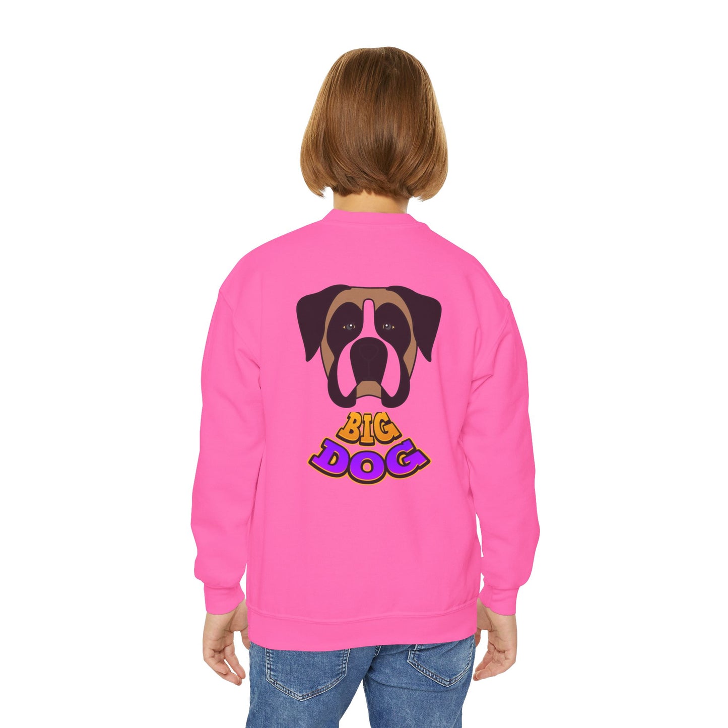 Big Dog Youth Crewneck Sweatshirt — Cute Cartoon Dog Graphic