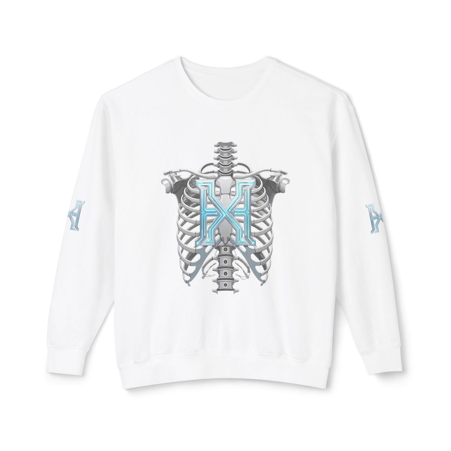 Hypug Xenon Cyber X Ribcage Crewneck Sweatshirt — Futuristic Robotic Hand Graphic