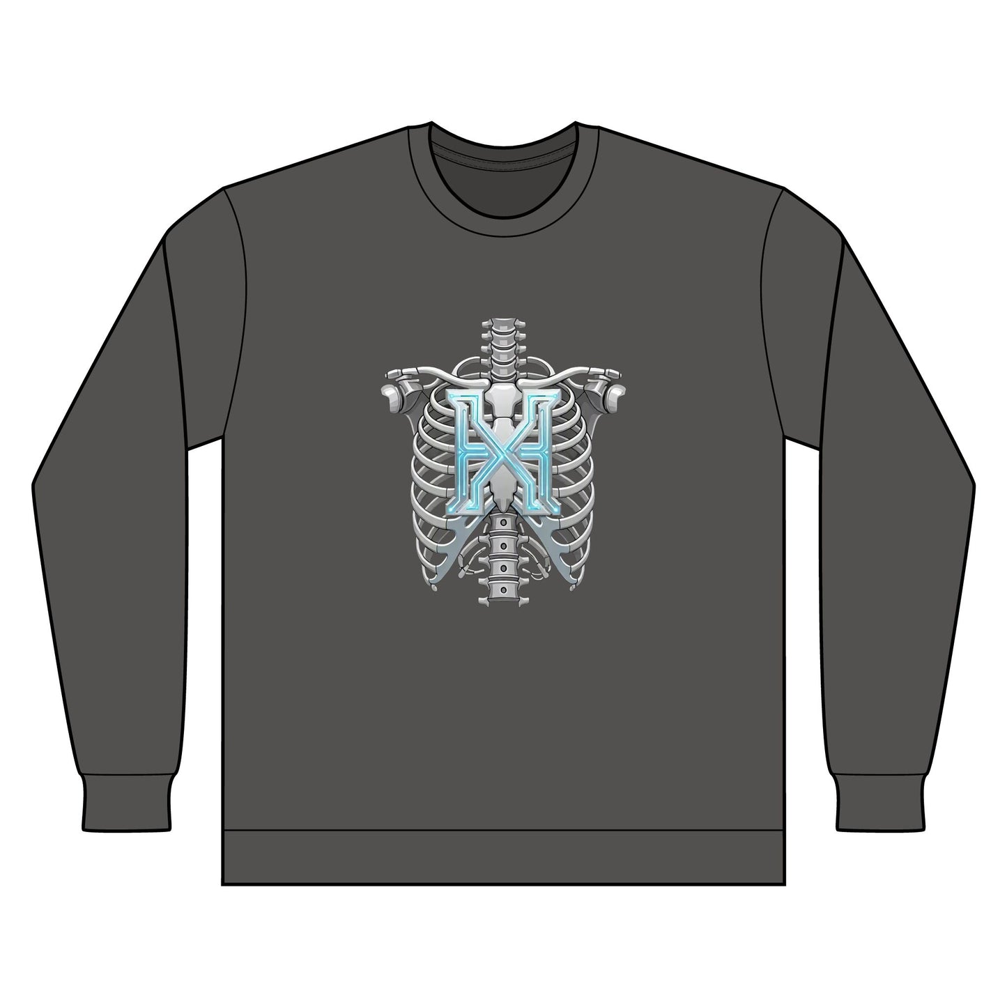 Hypug Xenon Ribcage X-Ray Long Sleeve — Skeleton Chest Anatomy Graphic Shirt