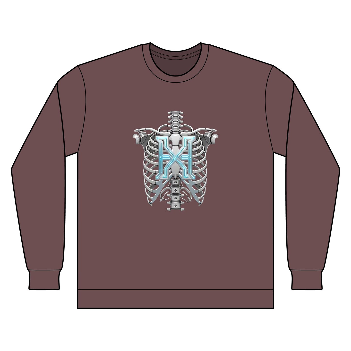 Hypug Xenon Ribcage X-Ray Long Sleeve — Skeleton Chest Anatomy Graphic Shirt