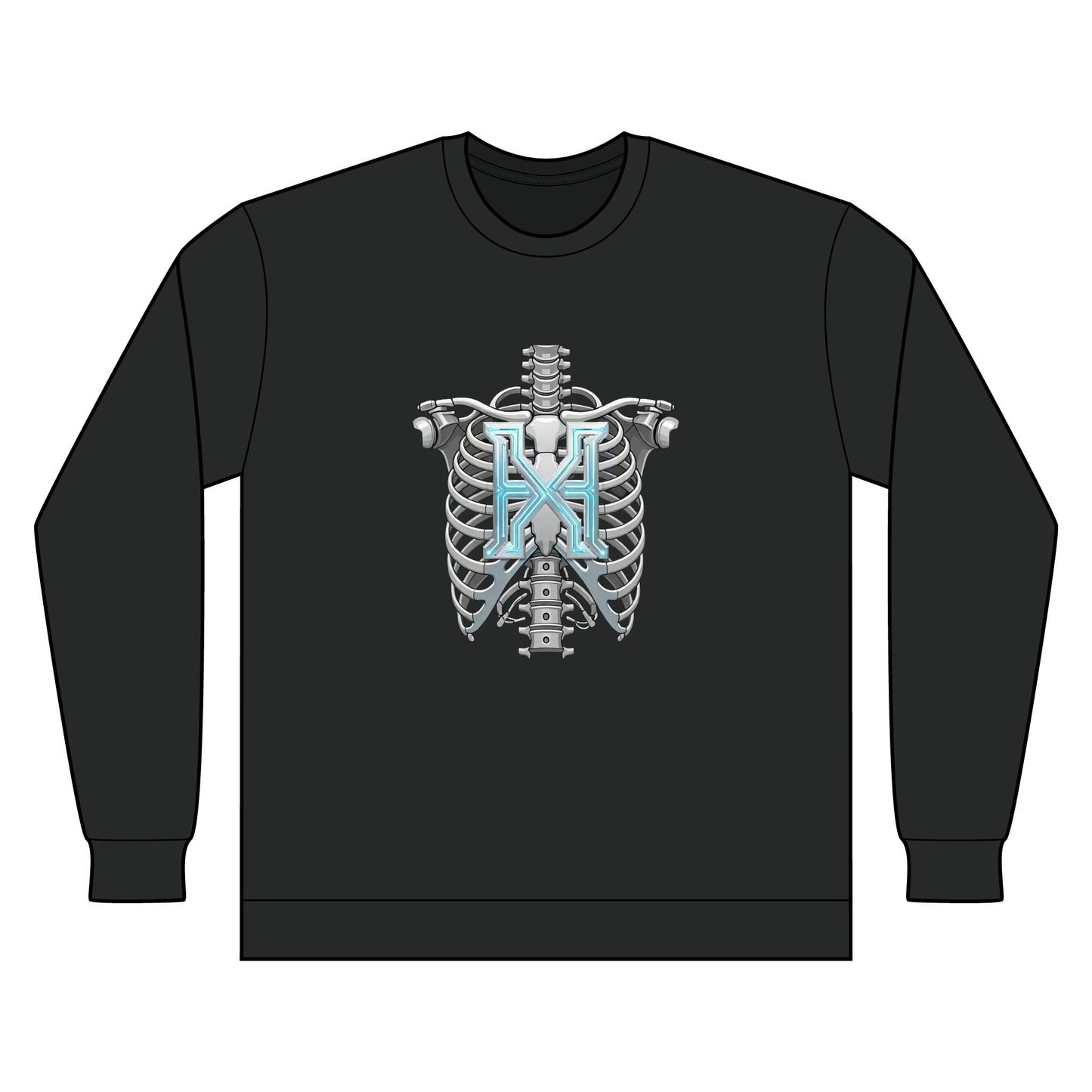 Hypug Xenon Ribcage X-Ray Long Sleeve — Skeleton Chest Anatomy Graphic Shirt