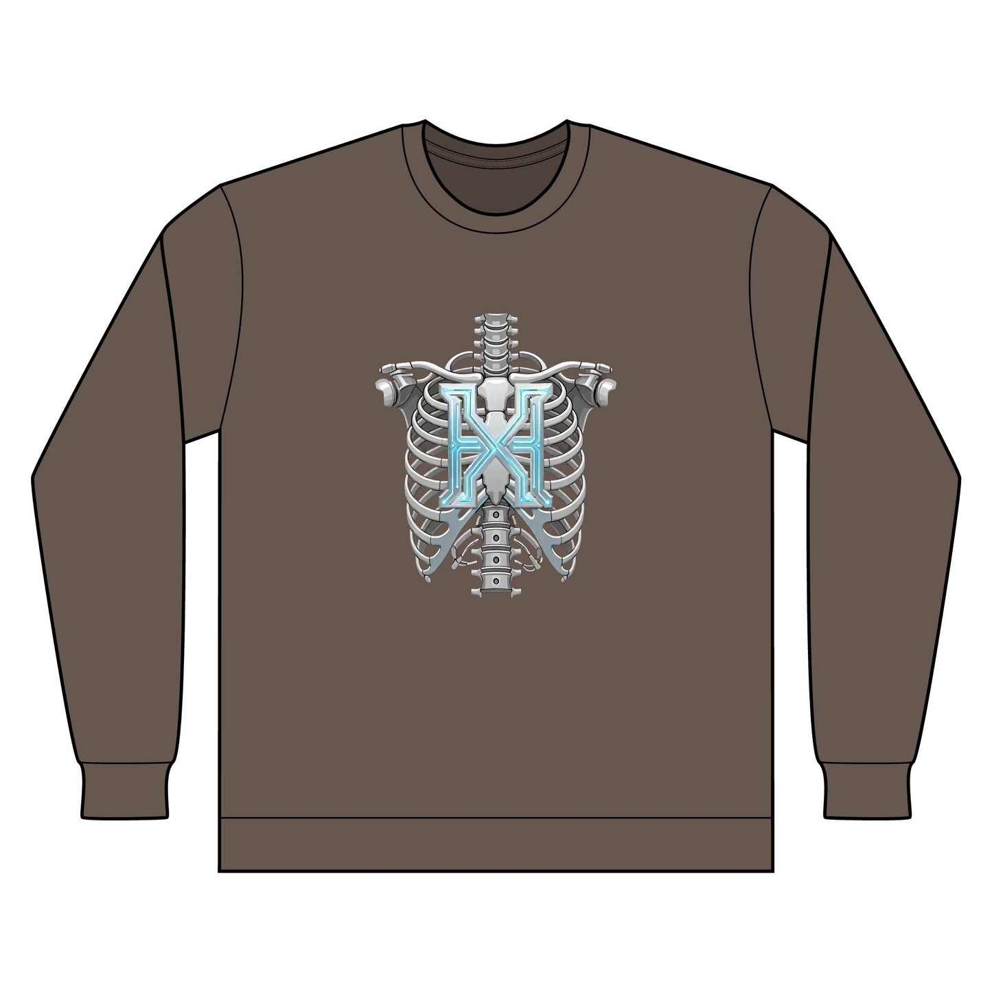 Hypug Xenon Ribcage X-Ray Long Sleeve — Skeleton Chest Anatomy Graphic Shirt