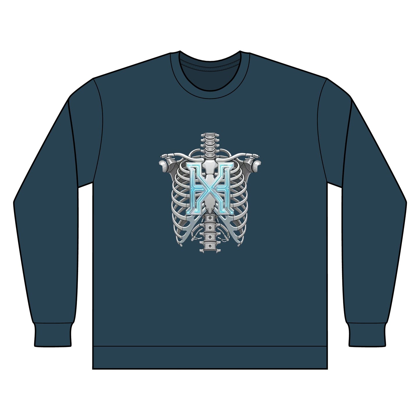Hypug Xenon Ribcage X-Ray Long Sleeve — Skeleton Chest Anatomy Graphic Shirt