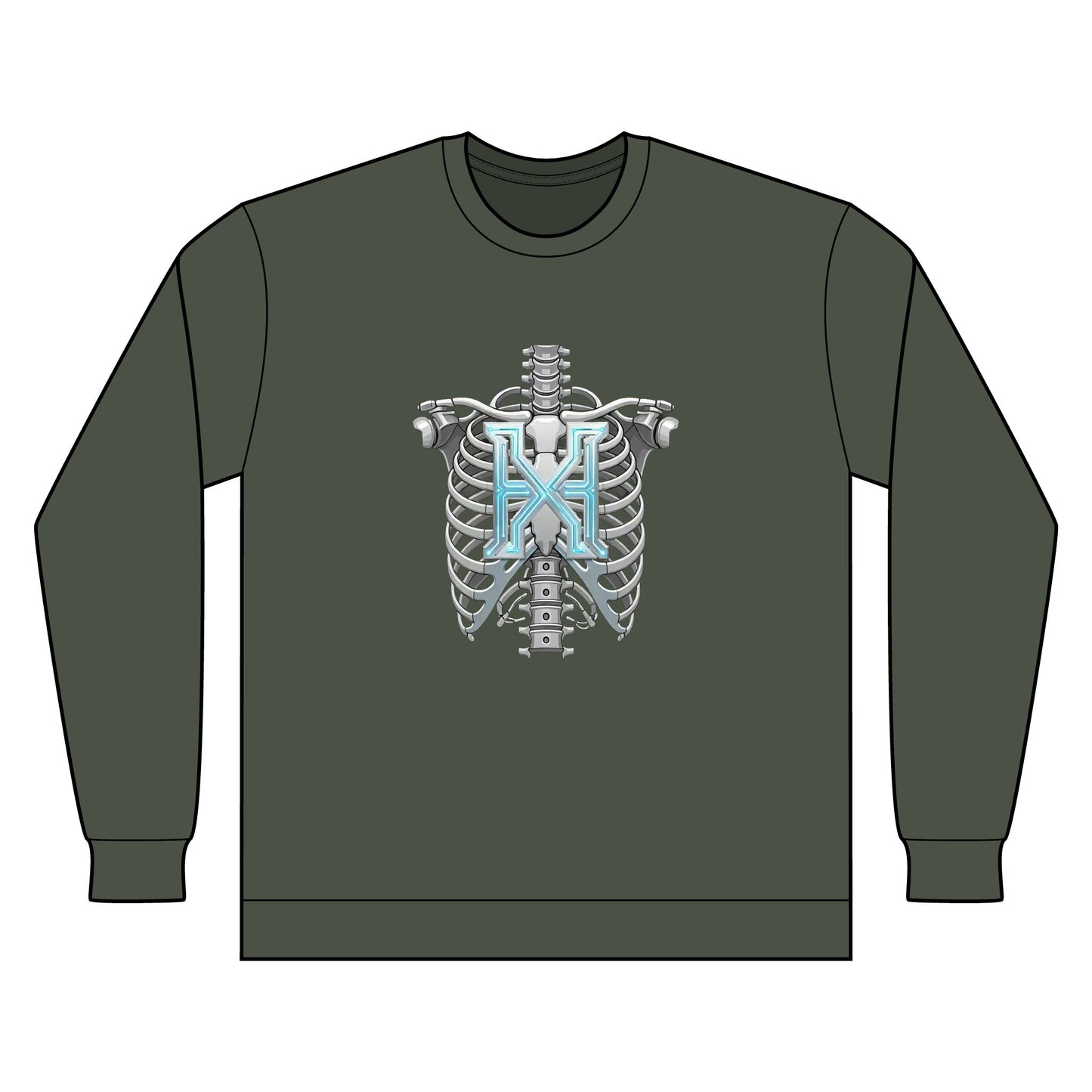 Hypug Xenon Ribcage X-Ray Long Sleeve — Skeleton Chest Anatomy Graphic Shirt