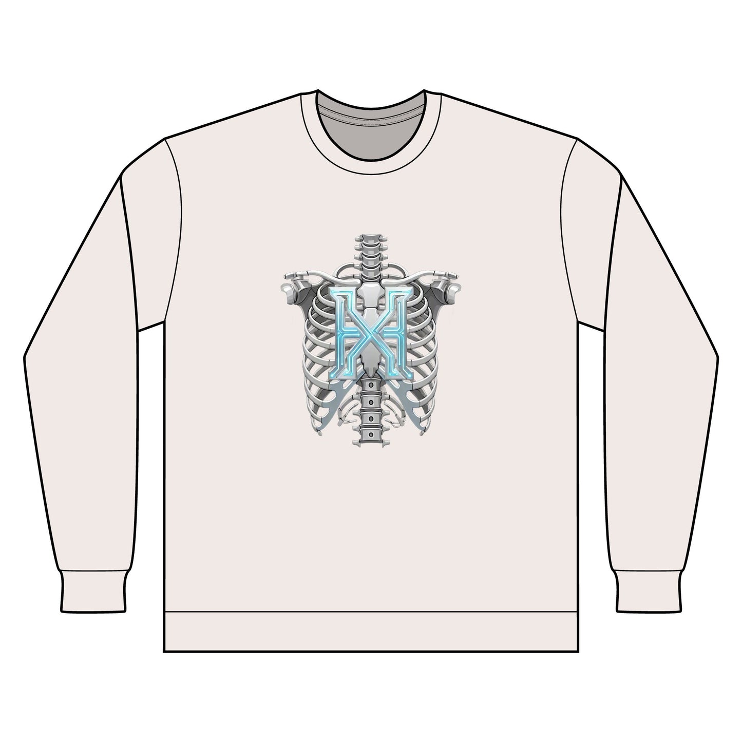 Hypug Xenon Ribcage X-Ray Long Sleeve — Skeleton Chest Anatomy Graphic Shirt