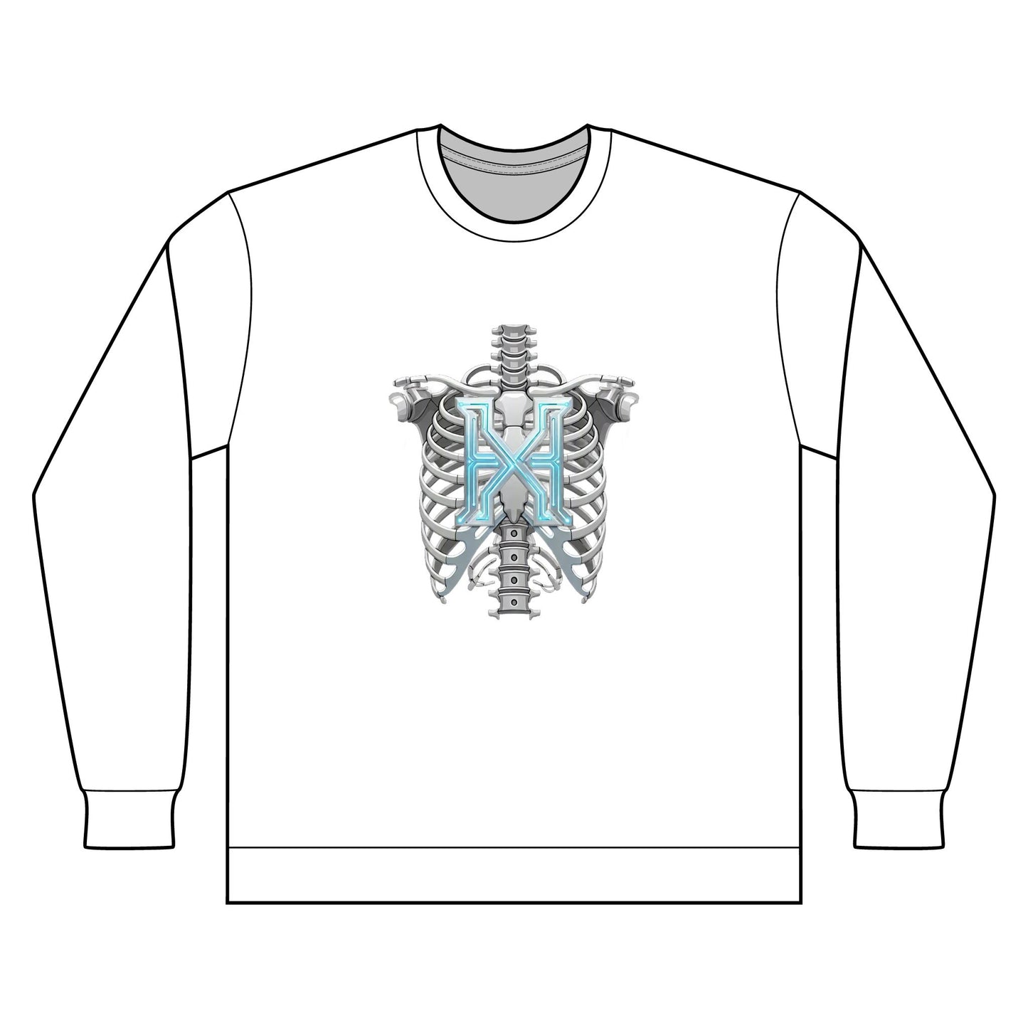 Hypug Xenon Ribcage X-Ray Long Sleeve — Skeleton Chest Anatomy Graphic Shirt