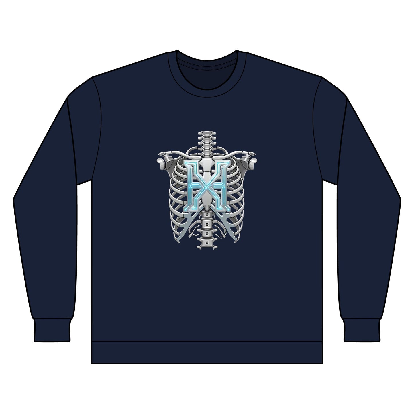 Hypug Xenon Ribcage X-Ray Long Sleeve — Skeleton Chest Anatomy Graphic Shirt