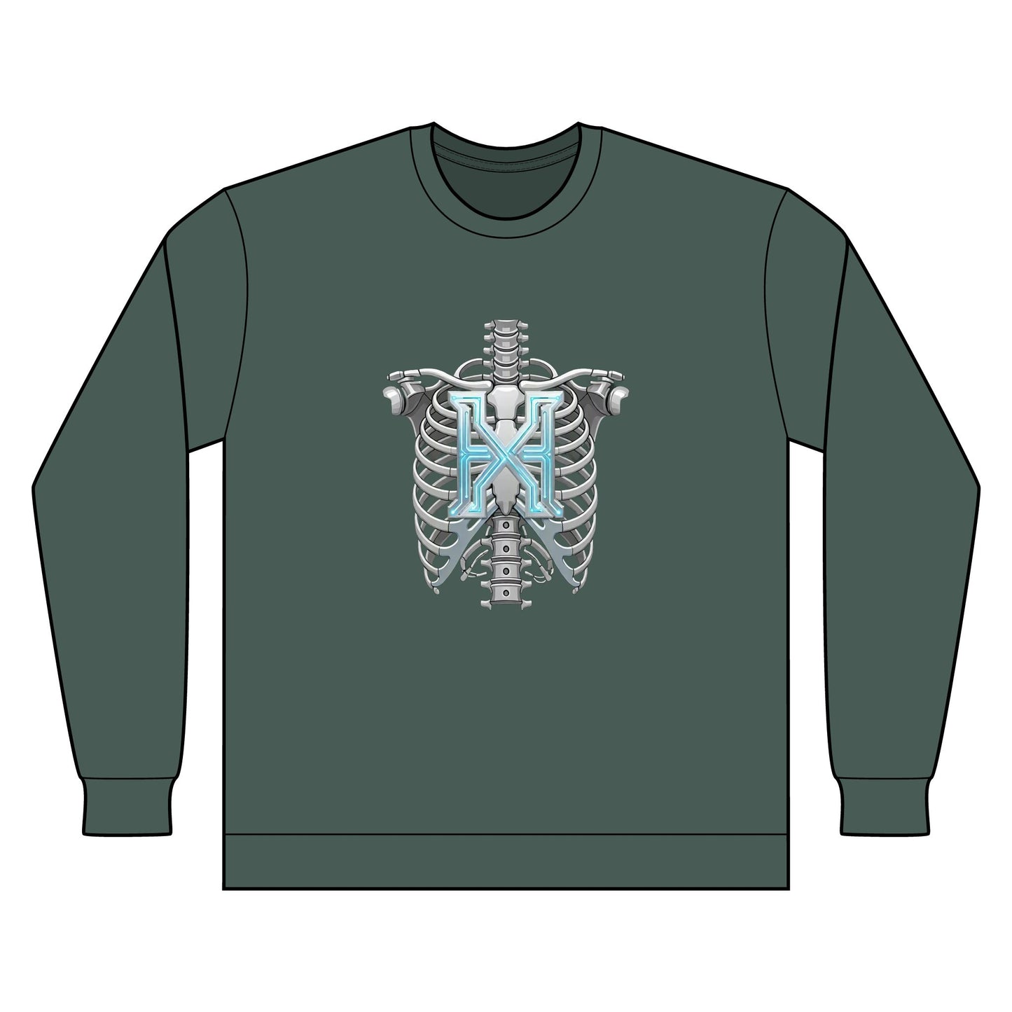 Hypug Xenon Ribcage X-Ray Long Sleeve — Skeleton Chest Anatomy Graphic Shirt