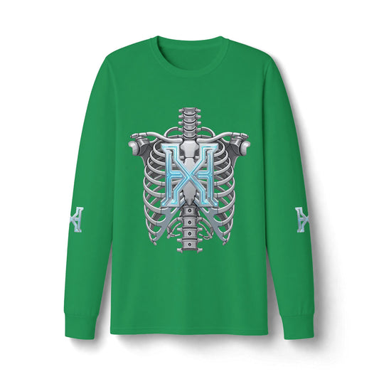 Hypug Xenon Cyber Skeleton Long Sleeve Tee — Futuristic Robotic X Ribcage Graphic - HYPUG XENON