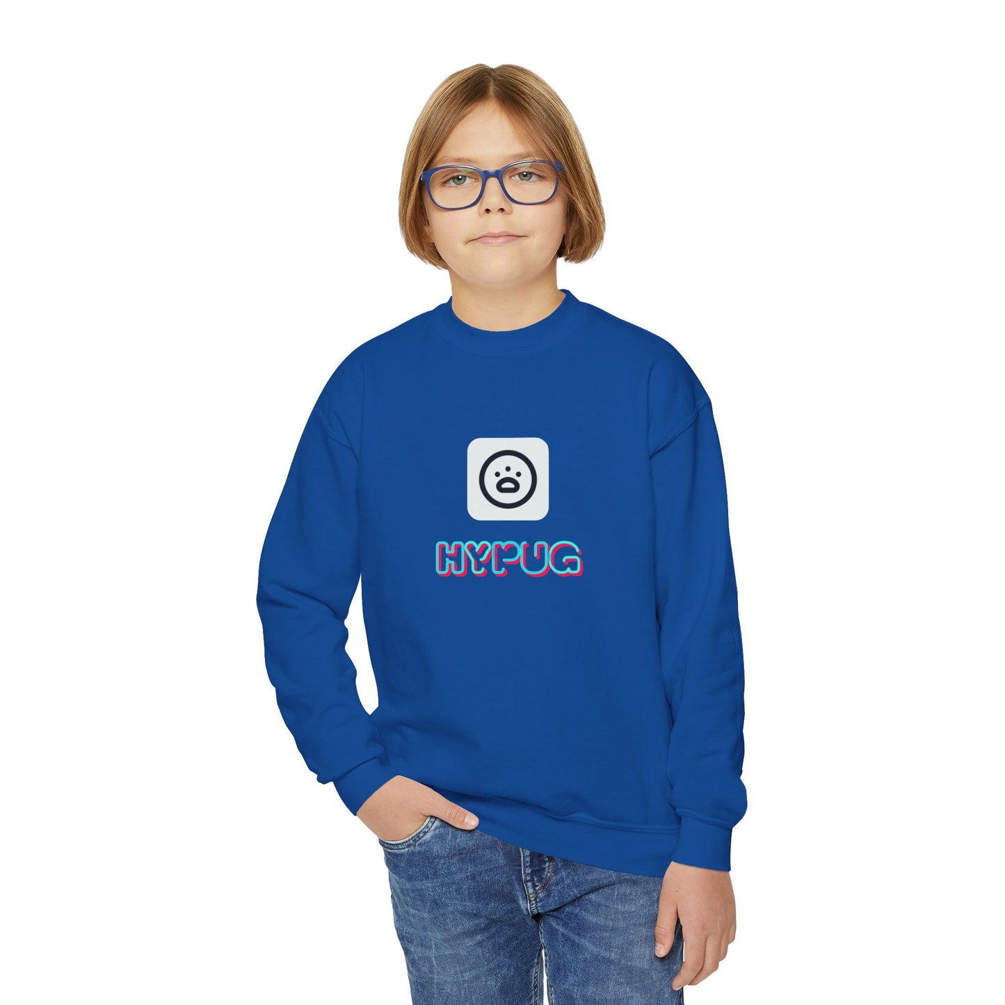 Big Dog Youth Crewneck Sweatshirt — Cute Cartoon Dog Graphic