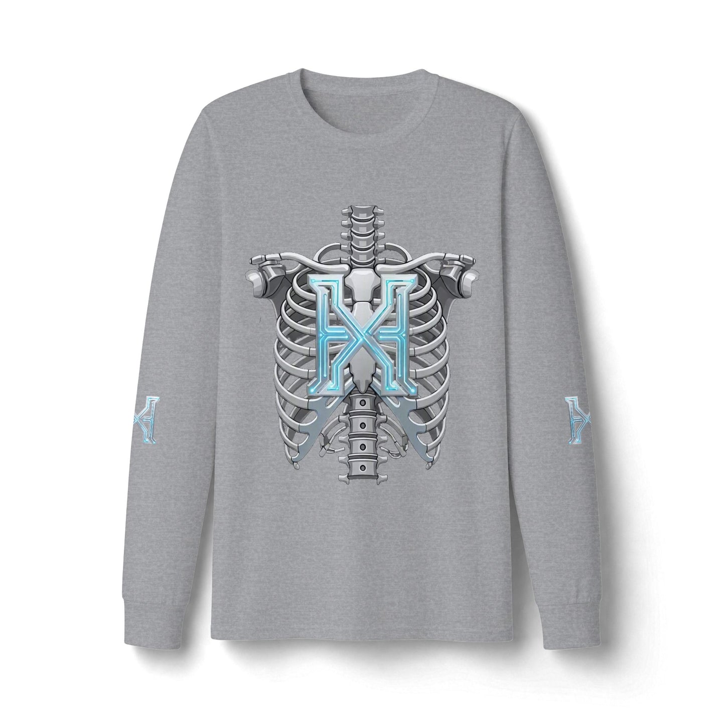 Hypug Xenon Cyber Skeleton Long Sleeve Tee — Futuristic Robotic X Ribcage Graphic