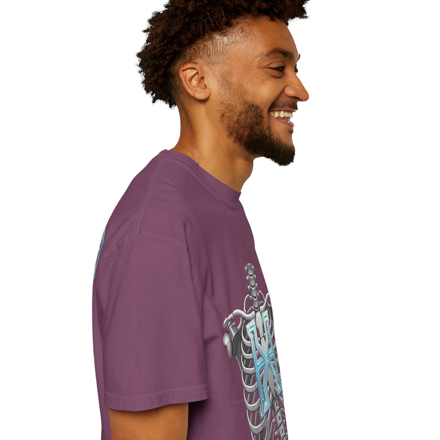 Hypug Xenon Skeleton Ribcage & Robotic X T-Shirt — Futuristic Tech Anatomy Tee