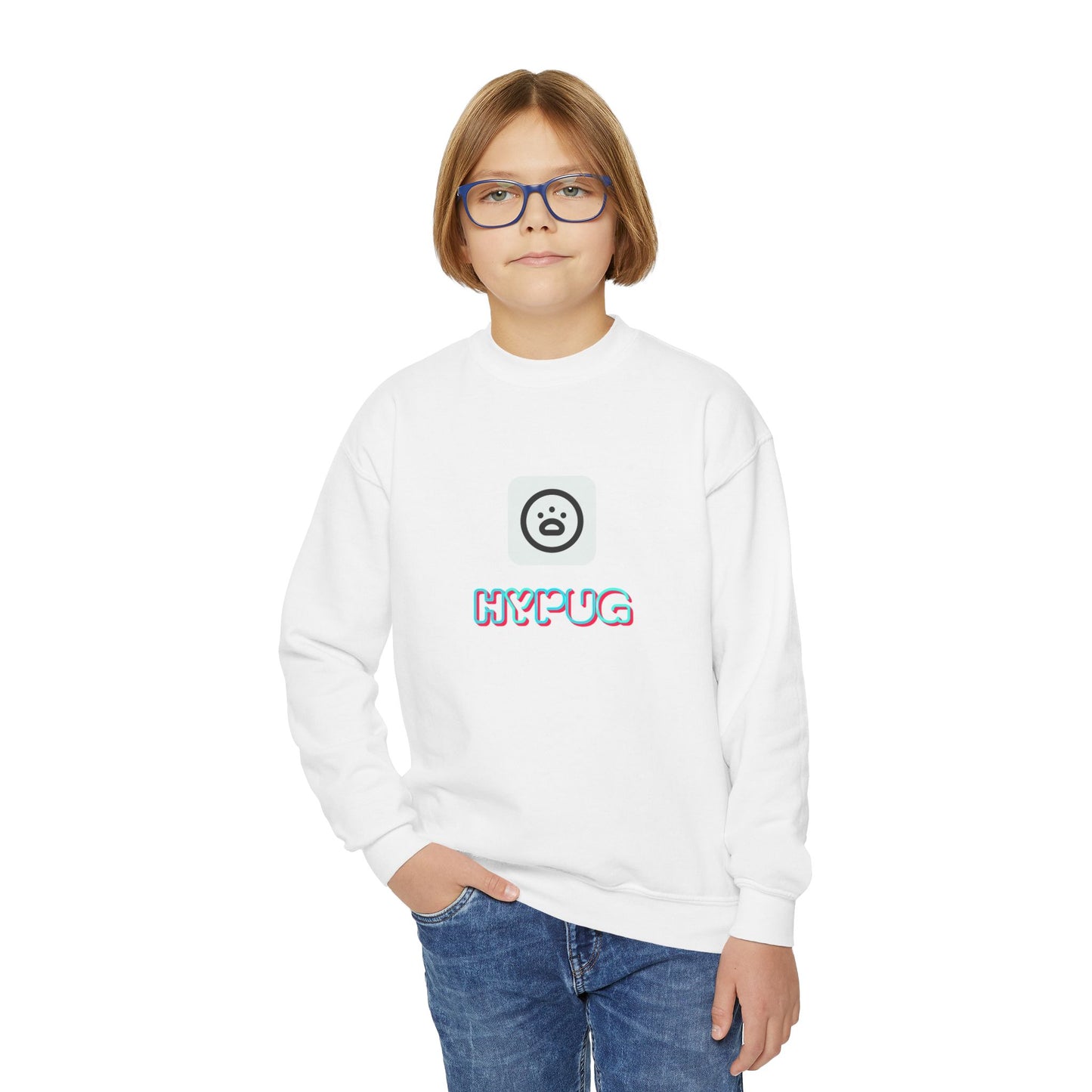 Big Dog Youth Crewneck Sweatshirt — Cute Cartoon Dog Graphic