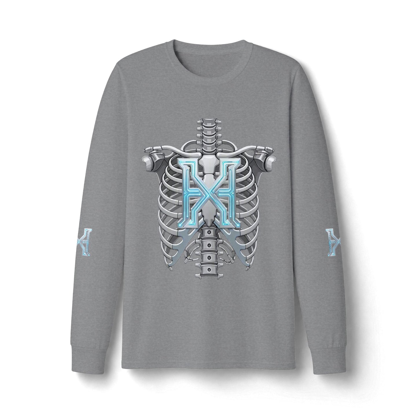 Hypug Xenon Cyber Skeleton Long Sleeve Tee — Futuristic Robotic X Ribcage Graphic