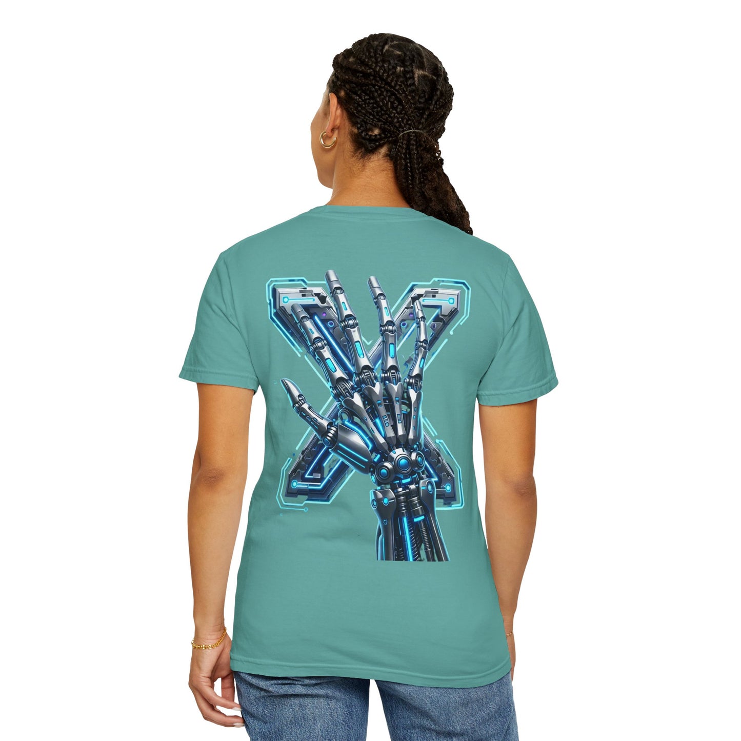 Hypug Xenon Skeleton Ribcage & Robotic X T-Shirt — Futuristic Tech Anatomy Tee