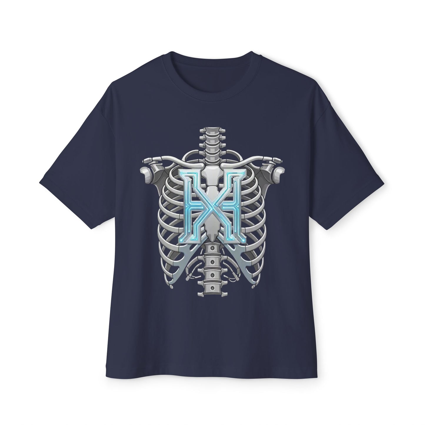 Cyber X Skeleton Tee — Futuristic Robotic Ribcage Graphic T-Shirt