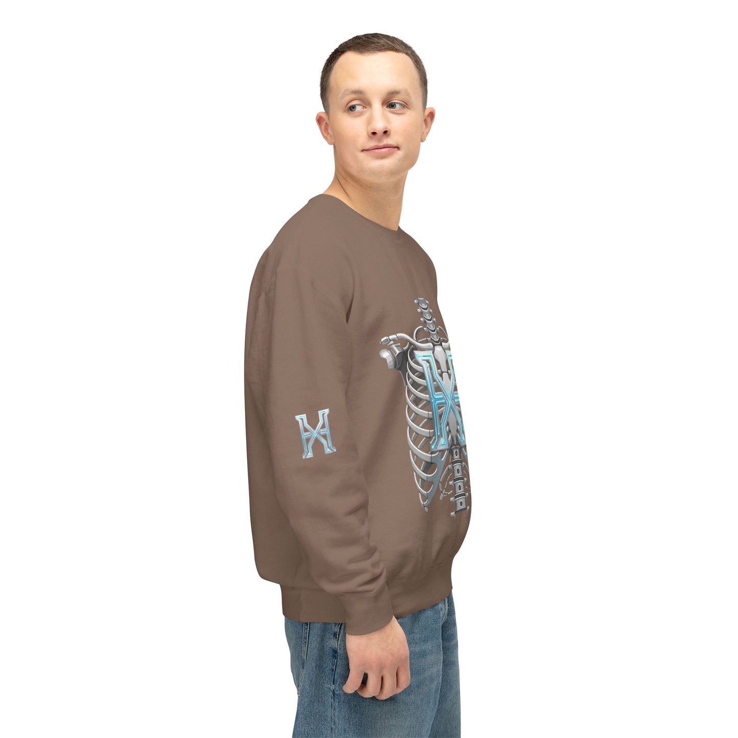 Hypug Xenon Cyber X Ribcage Crewneck Sweatshirt — Futuristic Robotic Hand Graphic