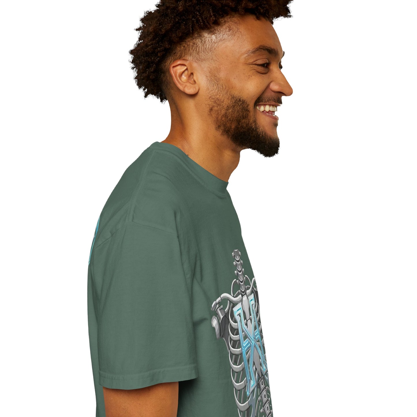 Hypug Xenon Skeleton Ribcage & Robotic X T-Shirt — Futuristic Tech Anatomy Tee
