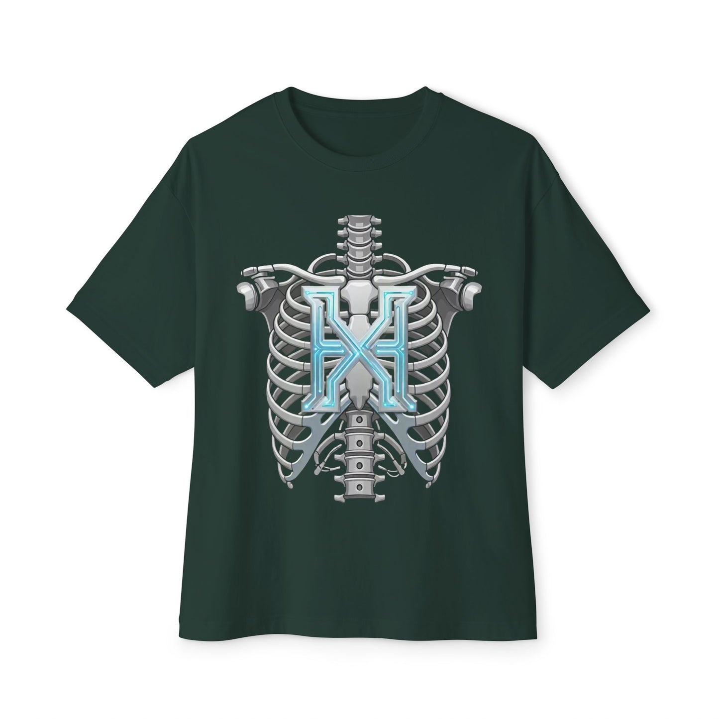 Cyber X Skeleton Tee — Futuristic Robotic Ribcage Graphic T-Shirt