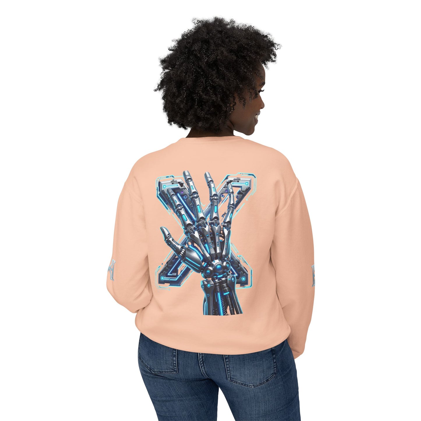 Hypug Xenon Cyber X Ribcage Crewneck Sweatshirt — Futuristic Robotic Hand Graphic