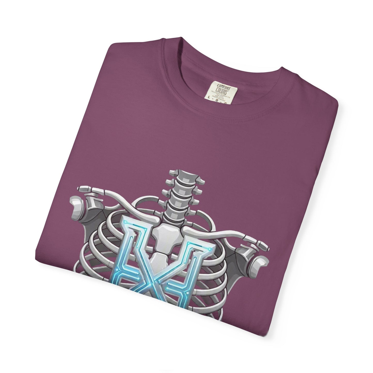 Hypug Xenon Skeleton Ribcage & Robotic X T-Shirt — Futuristic Tech Anatomy Tee