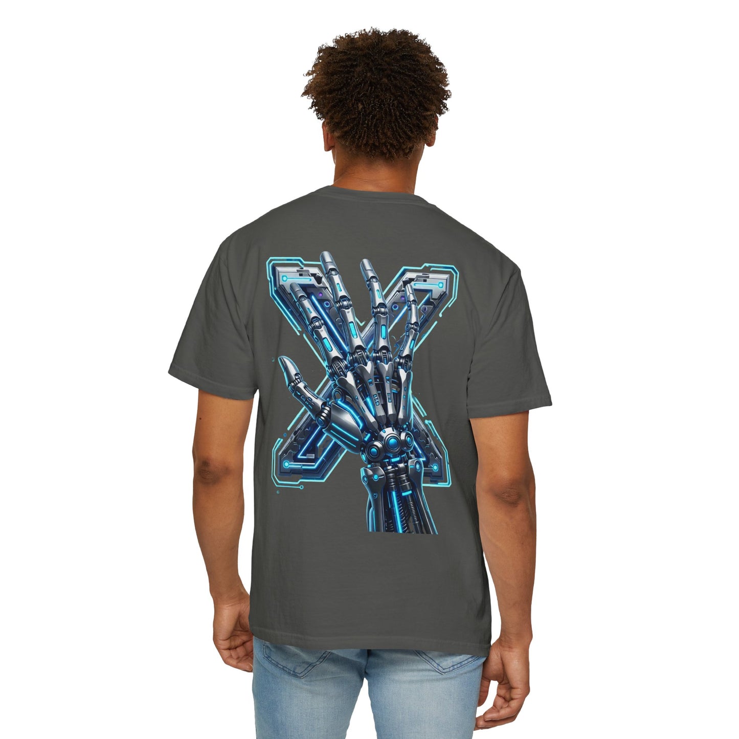 Hypug Xenon Skeleton Ribcage & Robotic X T-Shirt — Futuristic Tech Anatomy Tee