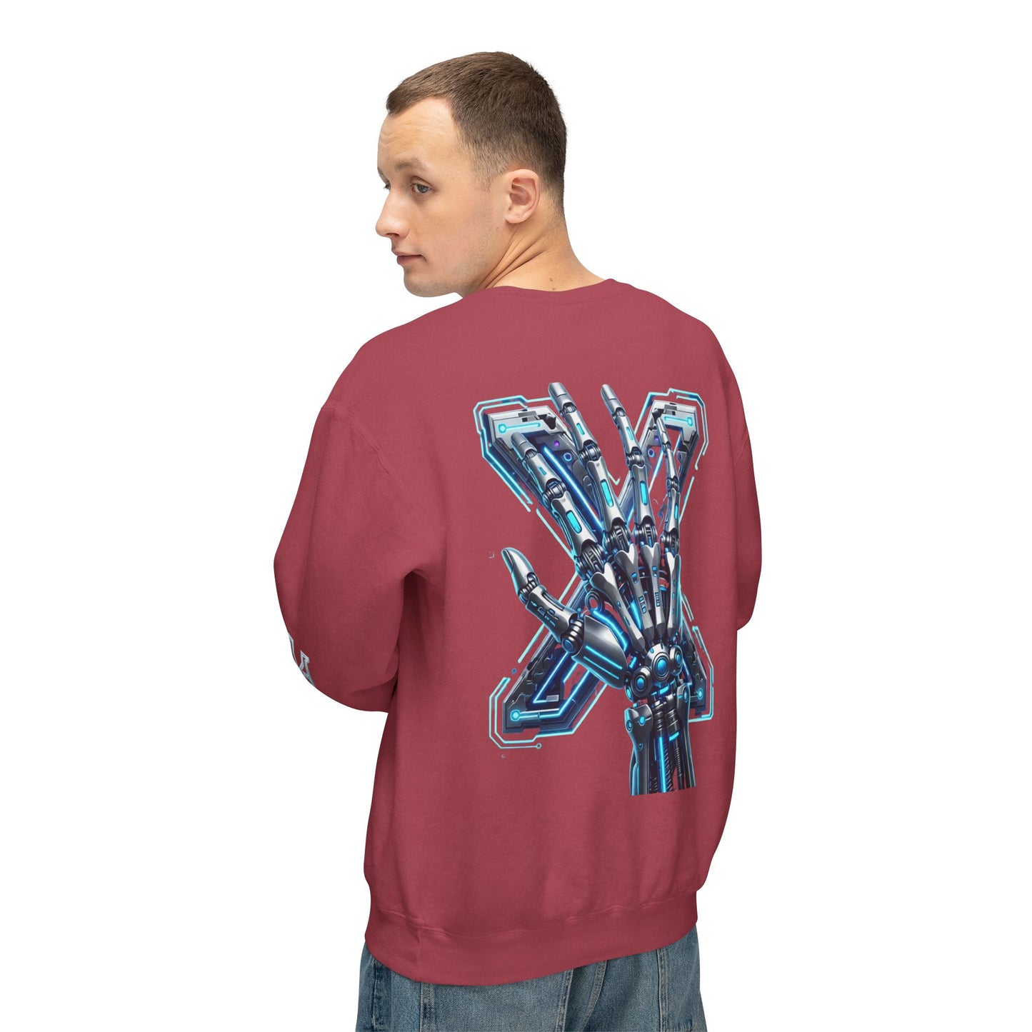 Hypug Xenon Cyber X Ribcage Crewneck Sweatshirt — Futuristic Robotic Hand Graphic
