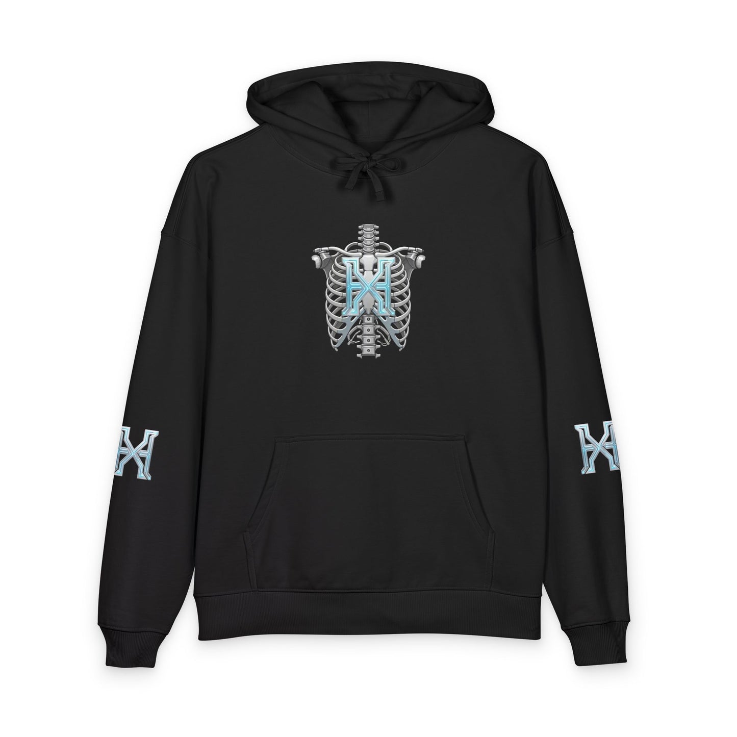 Hypug Xenon Hoodie — Cybernetic Spine & Robotic Hand Graphic Pullover