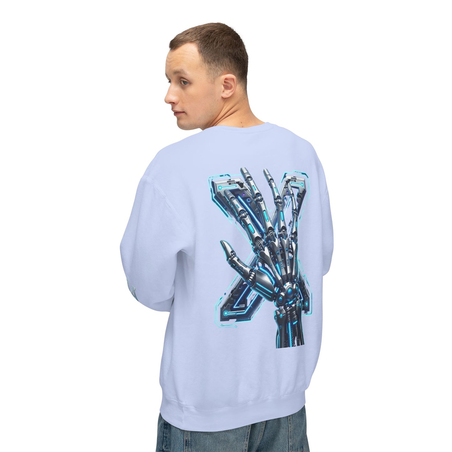 Hypug Xenon Cyber X Ribcage Crewneck Sweatshirt — Futuristic Robotic Hand Graphic