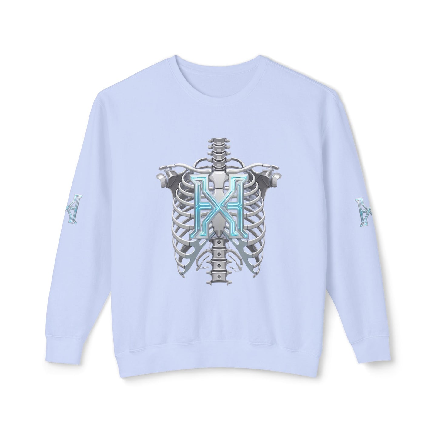 Hypug Xenon Cyber X Ribcage Crewneck Sweatshirt — Futuristic Robotic Hand Graphic