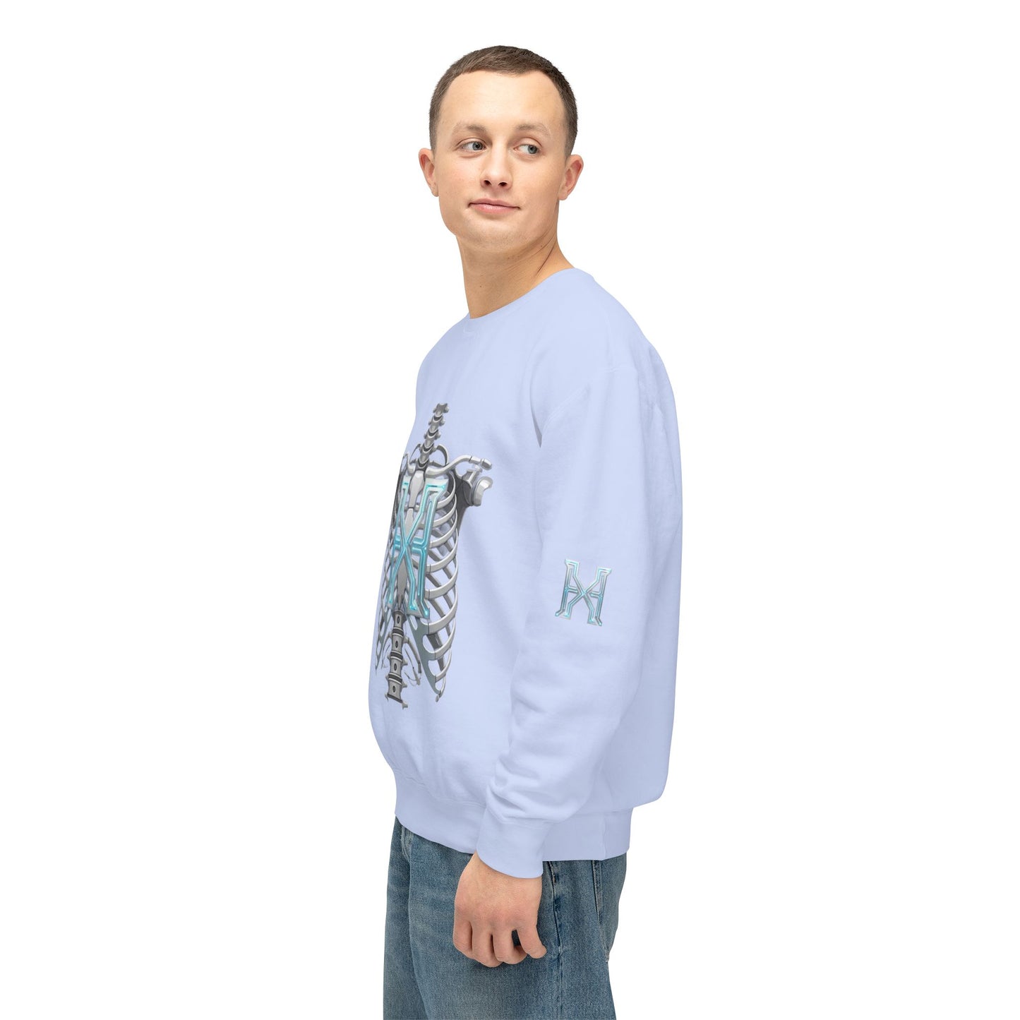 Hypug Xenon Cyber X Ribcage Crewneck Sweatshirt — Futuristic Robotic Hand Graphic