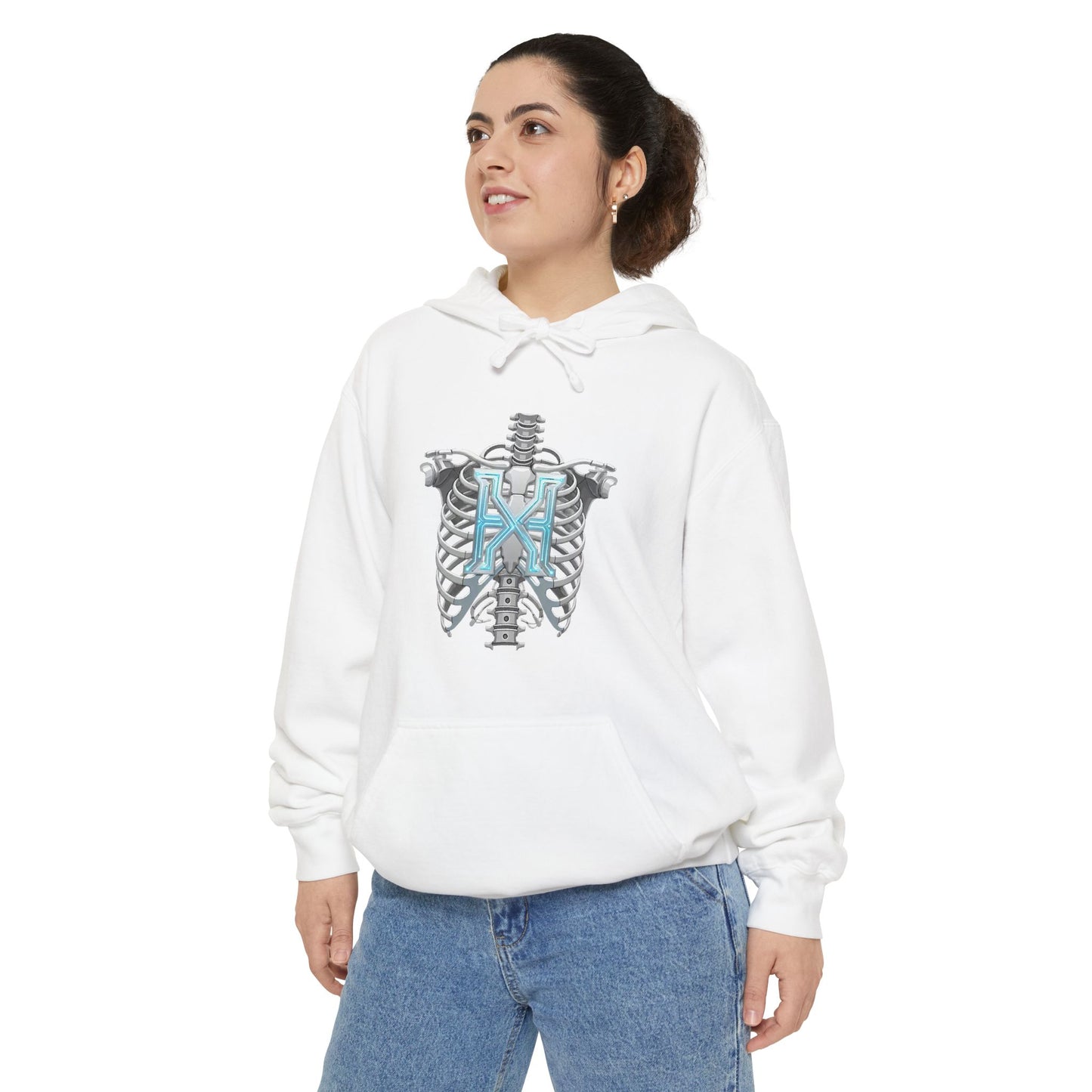 Hypug Xenon Ribcage Anatomy Hoodie — Blue Gothic Spine Chest Design