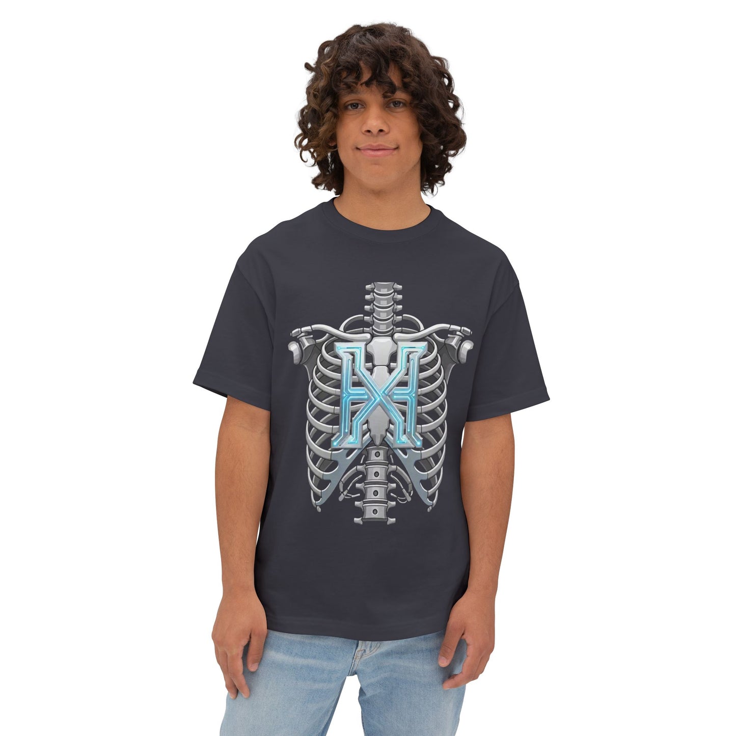 Cyber X Skeleton Tee — Futuristic Robotic Ribcage Graphic T-Shirt
