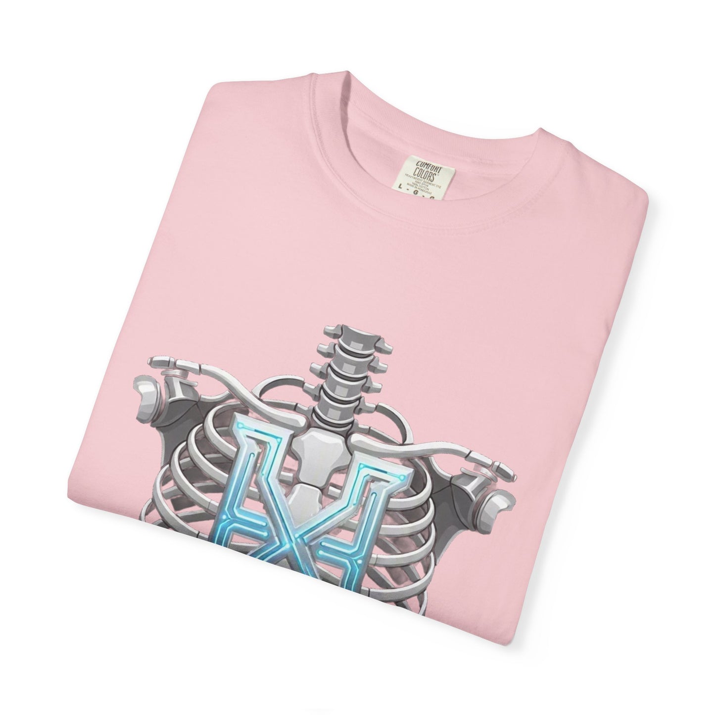 Hypug Xenon Skeleton Ribcage & Robotic X T-Shirt — Futuristic Tech Anatomy Tee