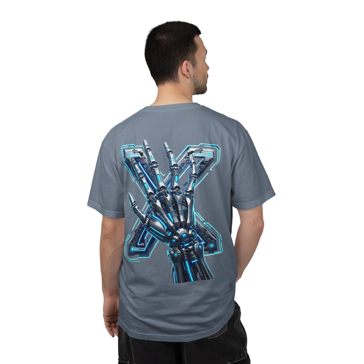 Hypug Xenon Skeleton Ribcage & Robotic X T-Shirt — Futuristic Tech Anatomy Tee