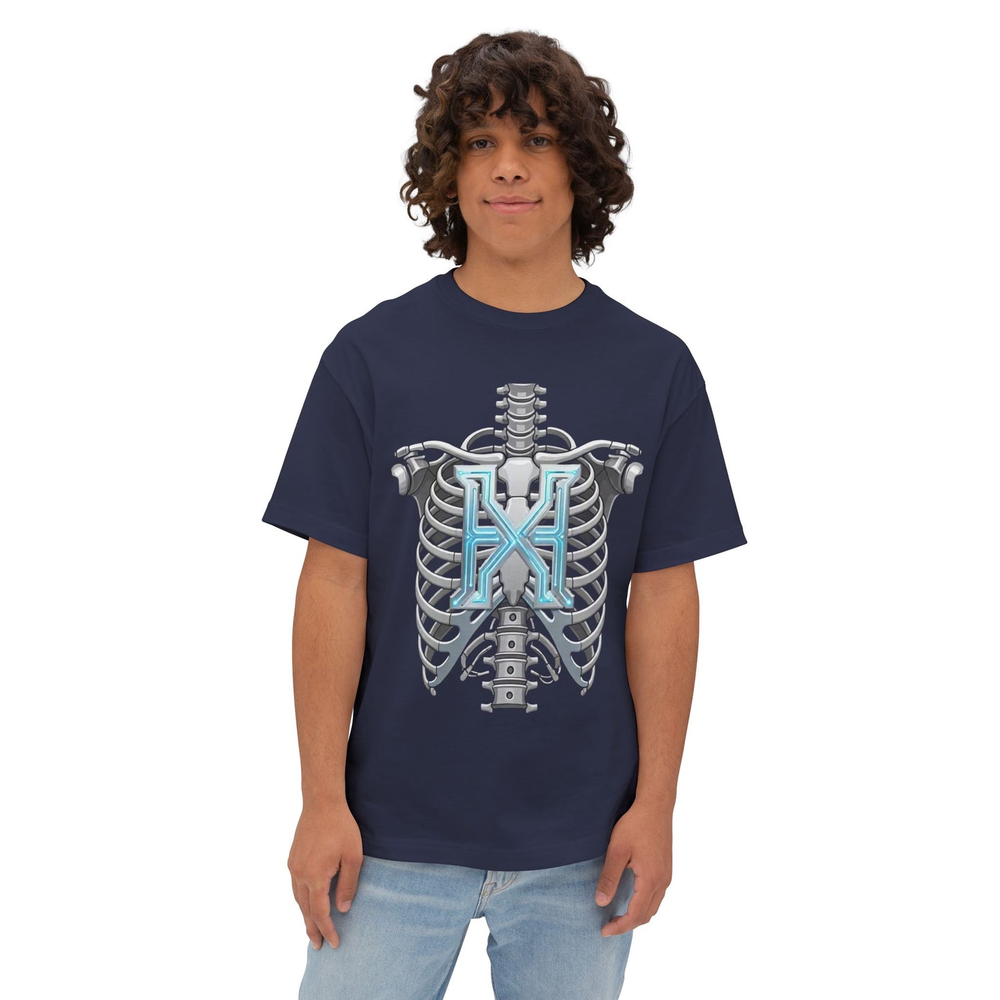 Cyber X Skeleton Tee — Futuristic Robotic Ribcage Graphic T-Shirt
