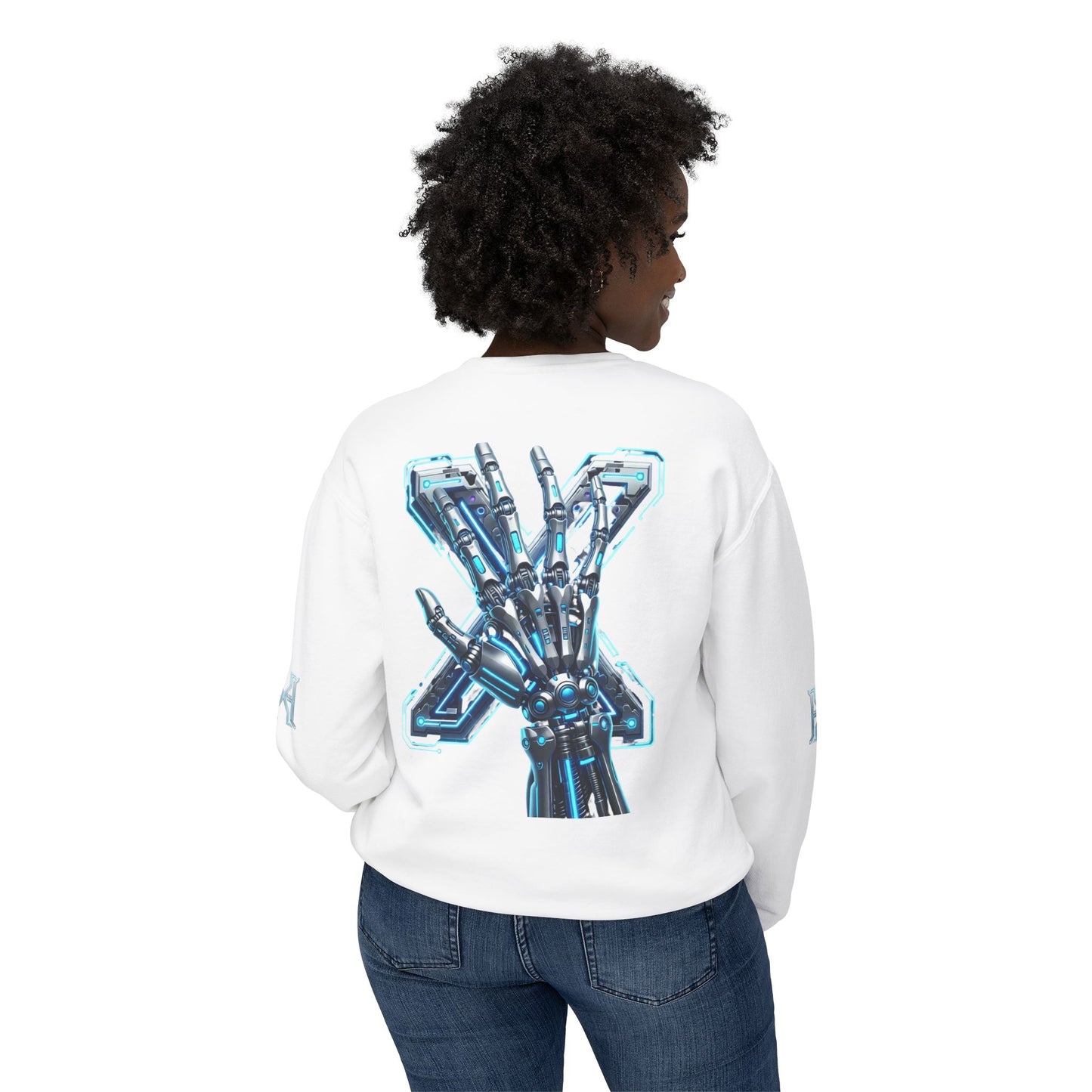 Hypug Xenon Cyber X Ribcage Crewneck Sweatshirt — Futuristic Robotic Hand Graphic