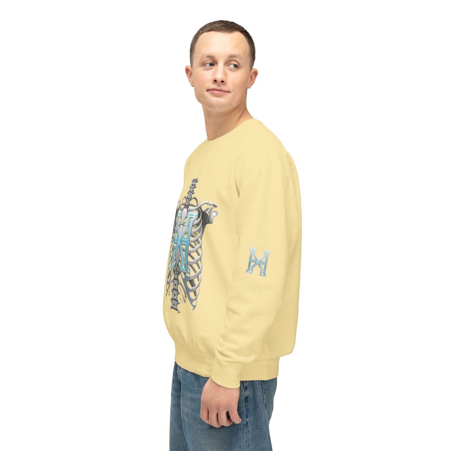 Hypug Xenon Cyber X Ribcage Crewneck Sweatshirt — Futuristic Robotic Hand Graphic