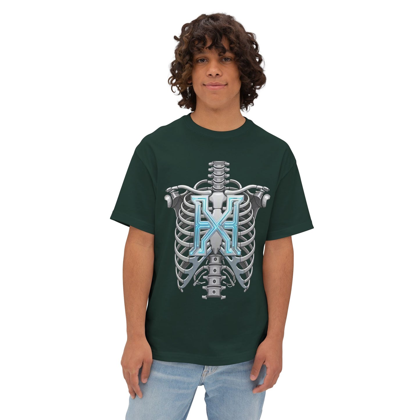 Cyber X Skeleton Tee — Futuristic Robotic Ribcage Graphic T-Shirt
