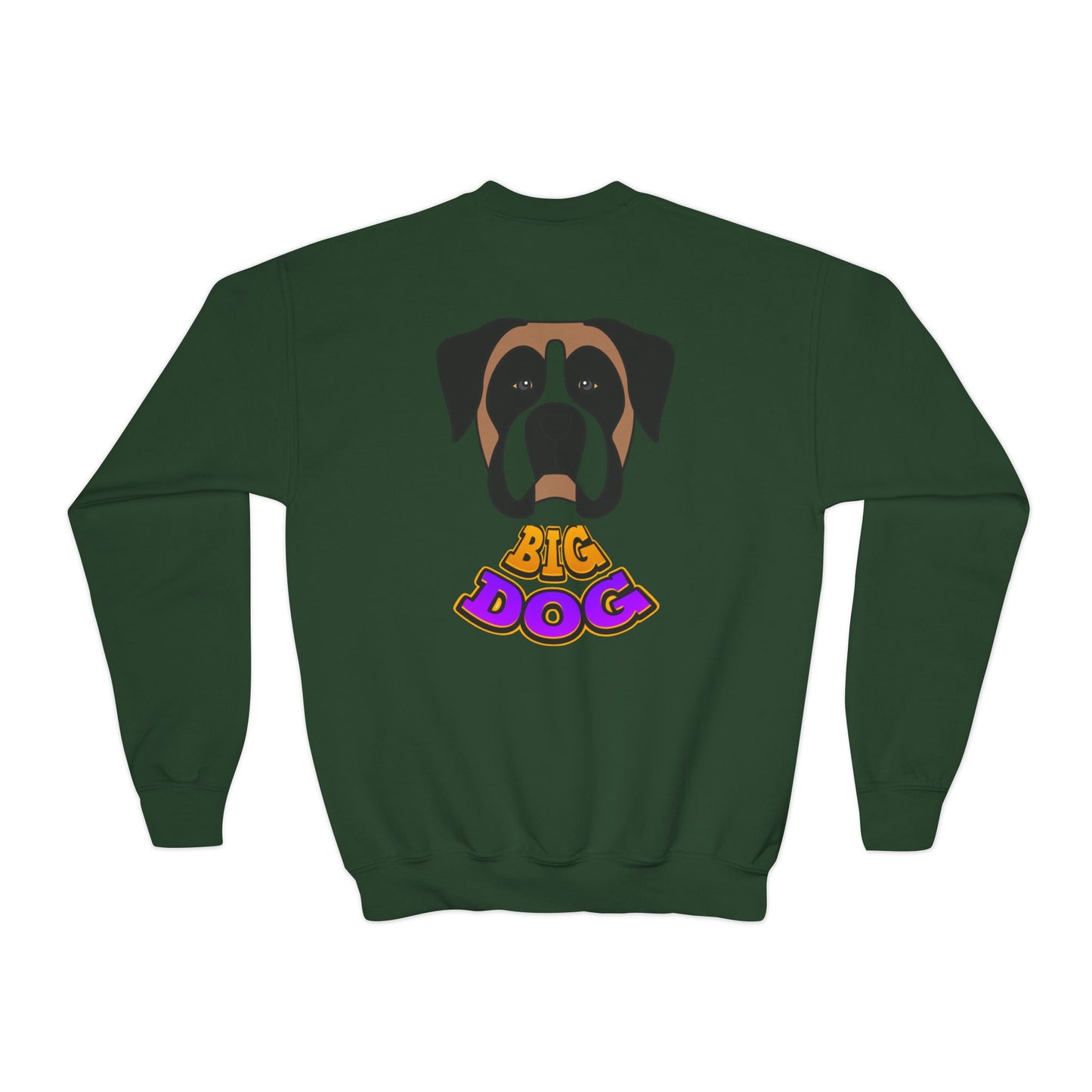 Big Dog Youth Crewneck Sweatshirt — Cute Cartoon Dog Graphic