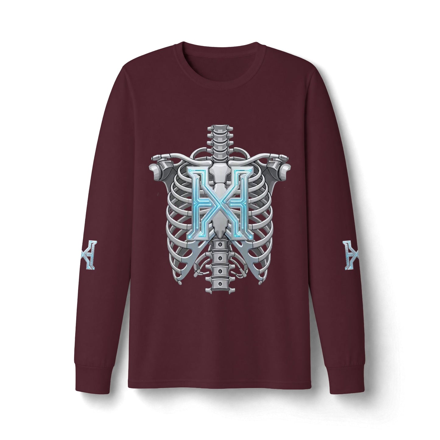 Hypug Xenon Cyber Skeleton Long Sleeve Tee — Futuristic Robotic X Ribcage Graphic