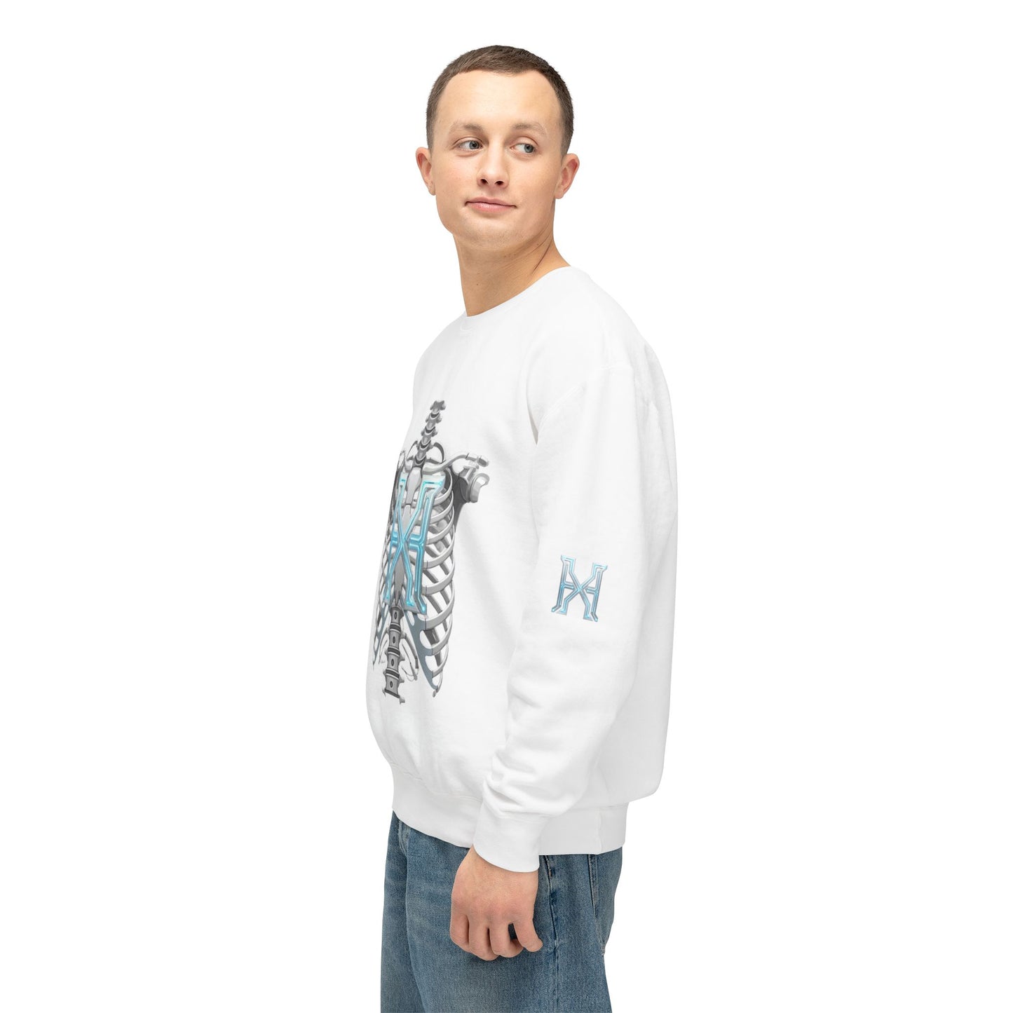 Hypug Xenon Cyber X Ribcage Crewneck Sweatshirt — Futuristic Robotic Hand Graphic