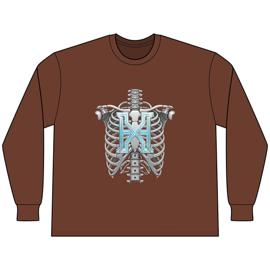 Hypug Xenon Cyber X Ribcage Long Sleeve Tee — Futuristic Robotic Skeleton Graphic - HYPUG XENON