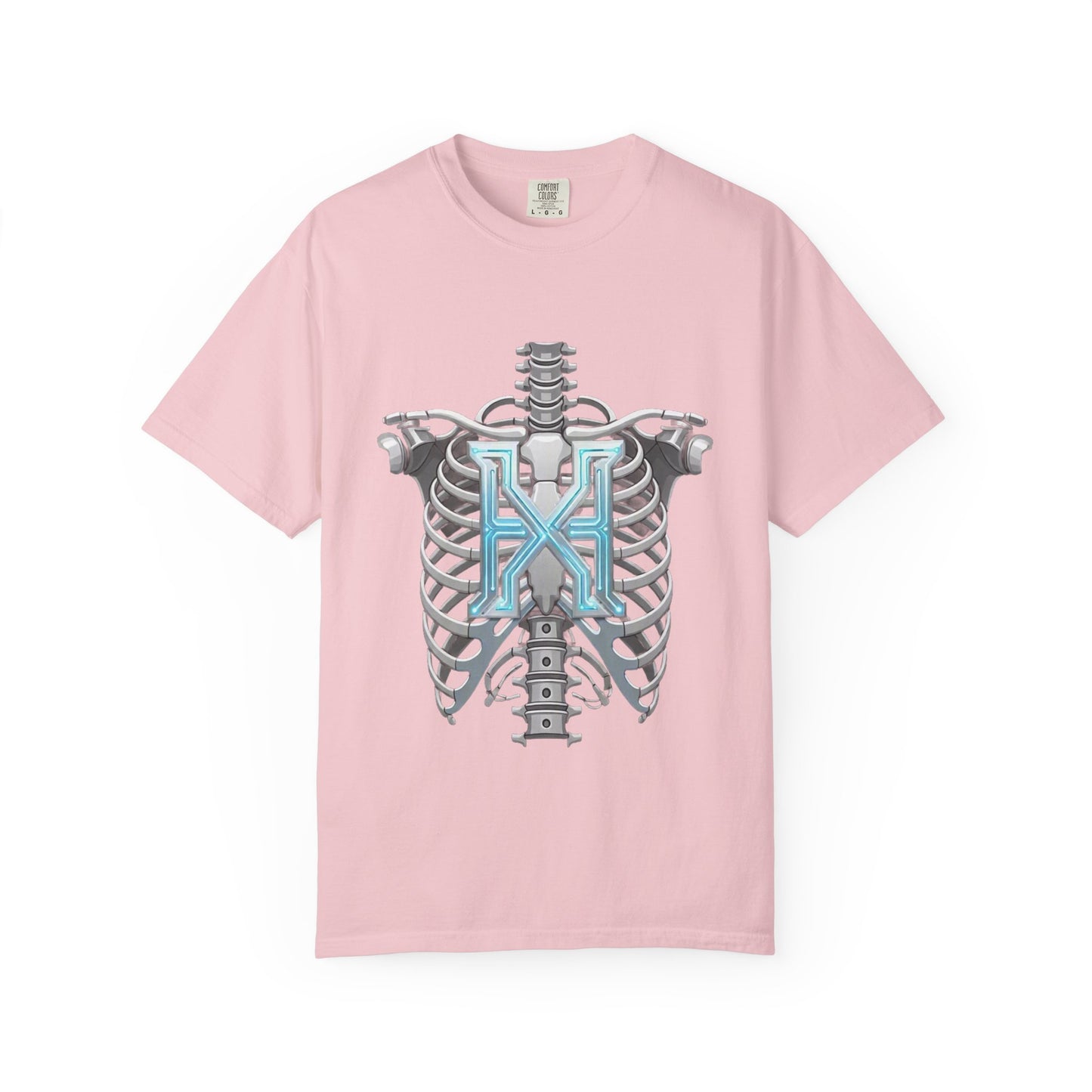 Hypug Xenon Skeleton Ribcage & Robotic X T-Shirt — Futuristic Tech Anatomy Tee